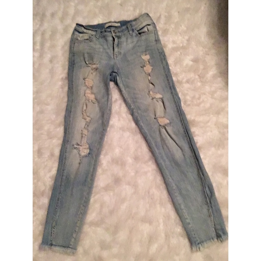 Preowned Vici frayed split ankle denim